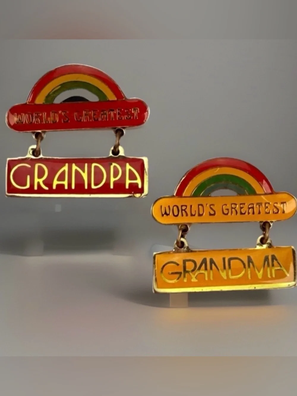 World's Greatest Grandpa and Grandma Brooch Pins